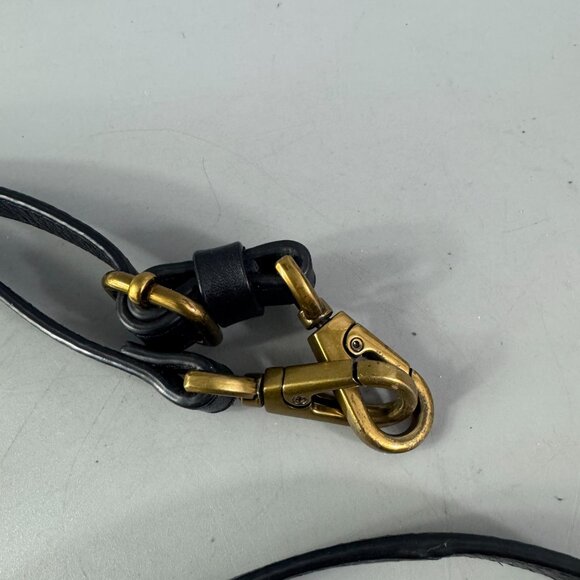 Fossil Black Leather Brass Hardware Adjustable Strap - Picture 7 of 7